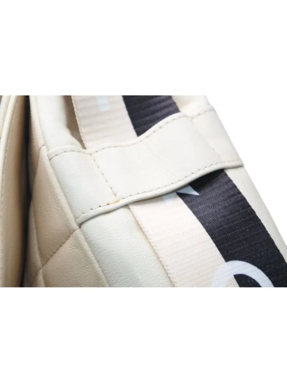 Chanel Choco Bar Shoulder Bag CC Logo Lambskin Quilted Ivory Gold